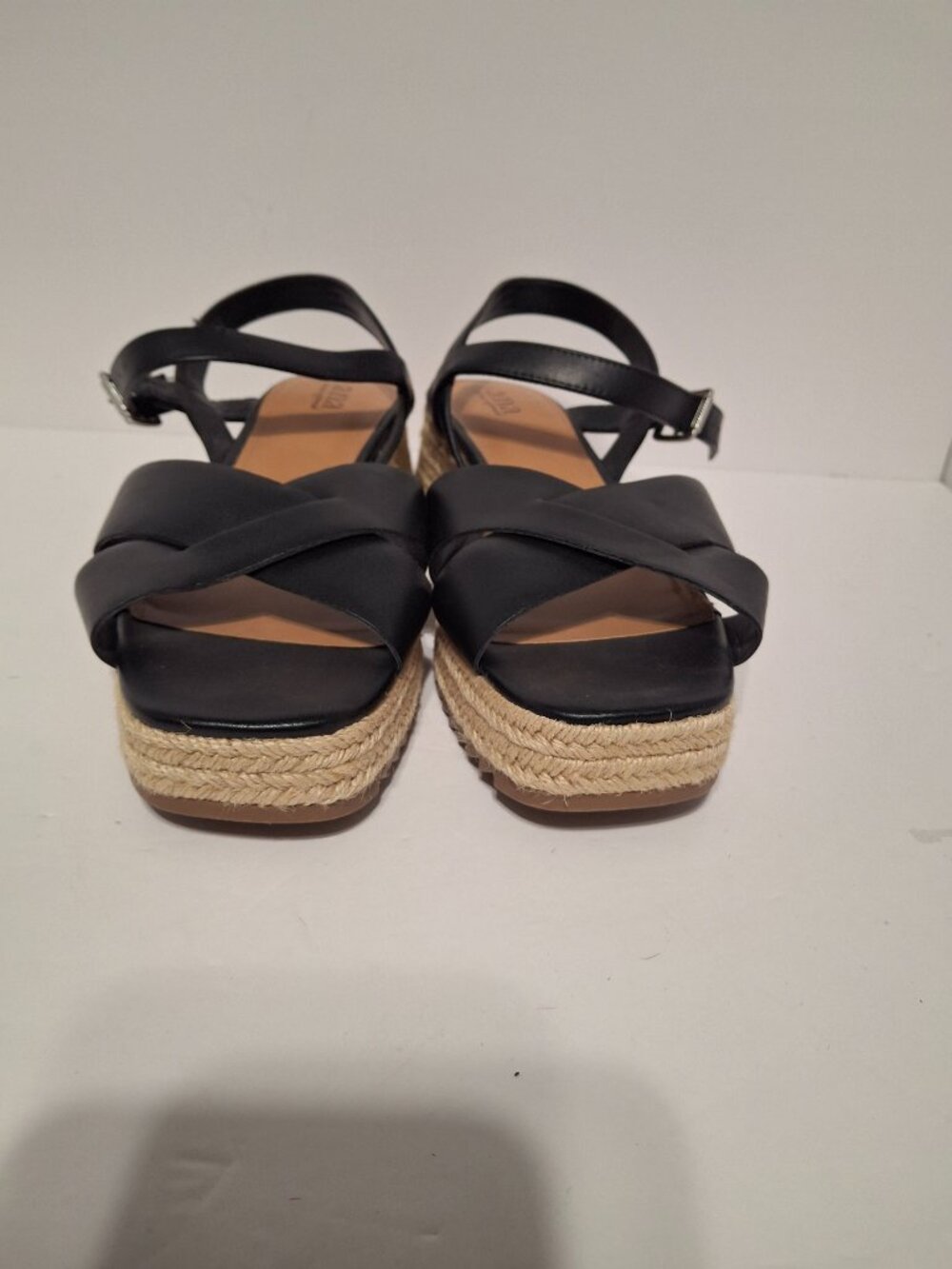 a.n.a A New Approach Black Espadrille Platform Sandals Size 11 Ankle Strap - Picture 4 of 7